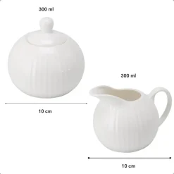 OTIX Melk en Suiker Set Melkkan Suikerpot met Oor Wit Porselein LUNA Clearance
