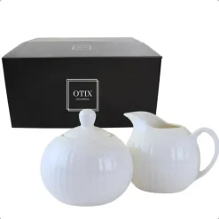 OTIX Melk en Suiker Set Melkkan Suikerpot met Oor Wit Porselein LUNA Clearance