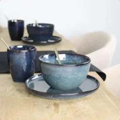 OTIX Ontbijtborden 12 Persoons 21cm Dessertbord Blauw Aardewerk EBONY New
