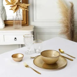 OTIX Ontbijtborden 6 Persoons Goud Glitter Dessertborden 21cm Glas Sale
