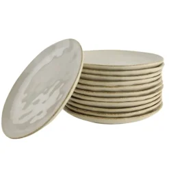 OTIX Ontbijtborden Bordenset 12 Persoons Beige 21cm Keramiek MAPLE Clearance