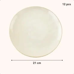 OTIX Ontbijtborden Bordenset 12 Persoons Beige 21cm Keramiek MAPLE Clearance