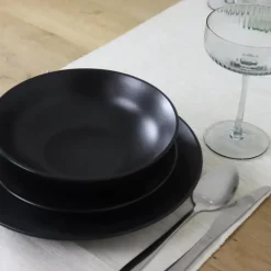 OTIX Ontbijtborden Bordenset van 12 Stuks 21cm Zwart Aardewerk IVY Hot