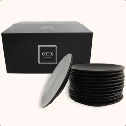 OTIX Ontbijtborden Bordenset van 12 Stuks 21cm Zwart Aardewerk IVY Hot