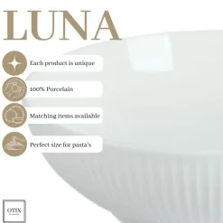 OTIX Pastaborden Bordenset 6 Persoons Diepe Borden Soepborden 20cm Wit Porsel... New