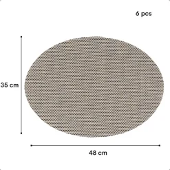 OTIX Placemats Set van 6 Kunststof Ovaal Zwart Wit Onderleggers 48x35cm Hot