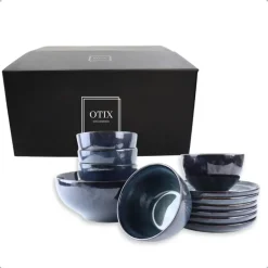 OTIX Serviesset 6 Persoons met Bordenset Soepkommen Serveerschaal EBONY Sale