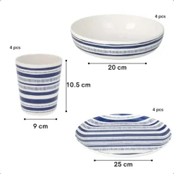 OTIX Serviessets 12 Delig STRIPES - BLUE Sale