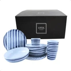 OTIX Serviessets 12 Delig STRIPES - BLUE Sale