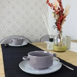 OTIX Soepkommen met Oor 6 stuks Grijs Soeptassen 510ml Aardewerk Best