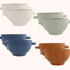 OTIX Soepkommen met Oor Set van 8 Verschillende kleuren Aardewerk 680 ml Discount