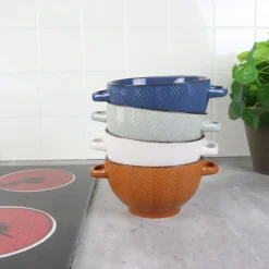 OTIX Soepkommen met Oor Set van 4 Verschillende kleuren Soeptassen Aardewerk Hot