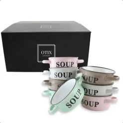 OTIX Soepkommen met Oor Set van 8 Schaaltjes 500ml Diverse Kleuren