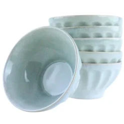 OTIX Soepkommen Zonder Oor Set van 6 Schaaltjes 560ml Licht Blauw Aardewerk ELM Discount