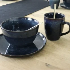 OTIX Soepkommen zonder Oor 12 Schaaltjes 600ml Blauw Aardewerk EBONY Best