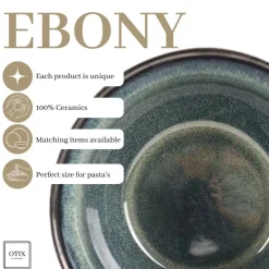 OTIX Soepkommen zonder Oor 12 Schaaltjes 600ml Blauw Aardewerk EBONY Best