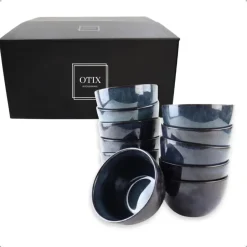 OTIX Soepkommen zonder Oor 12 Schaaltjes 600ml Blauw Aardewerk EBONY Best
