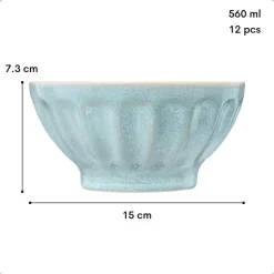 OTIX Soepkommen Zonder Oor Set van 12 Schaaltjes 560ml Licht Blauw ELM Clearance