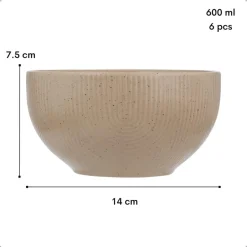OTIX Soepkommen Zonder Oor Set van 6 Schaaltjes 600ml Caramel Aardewerk TEAK New