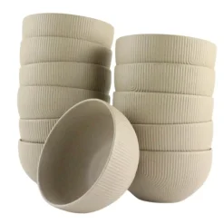 OTIX Soepkommen Zonder Oor Set van 12 Schaaltjes 600ml Caramel TEAK New