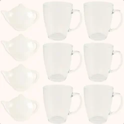 OTIX Theeglazen 6 stuks met 4 Theezakjeshouders Porcelein 350 ml Glas Best