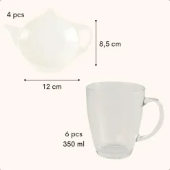 OTIX Theeglazen 6 stuks met 4 Theezakjeshouders Porcelein 350 ml Glas Best