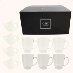 OTIX Theeglazen 6 stuks met 4 Theezakjeshouders Porcelein 350 ml Glas Best