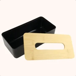 OTIX Tissue box Houder Zwart 26x13.2x8.8 cm Bamboe en kunststof