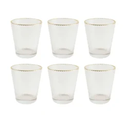 OTIX Waterglazen Set van 6 Stapelbaar 350 ml Met gouden rand Reliëf Ribbel New