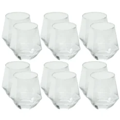 OTIX Waterglazen Set van 12 300ml Diamant vorm Transparant Glas Clearance