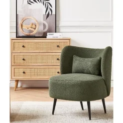 Beliani OTSBY - Fauteuil - Donkergroen - Bouclé Clearance