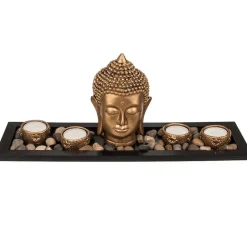 Out of the blue Boeddha hoofd - met waxinelichthouders - 41 cm Outlet