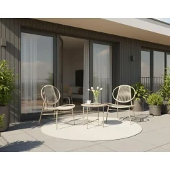 Leen Bakker OVARO - Bistroset - Beige - PE rotan New