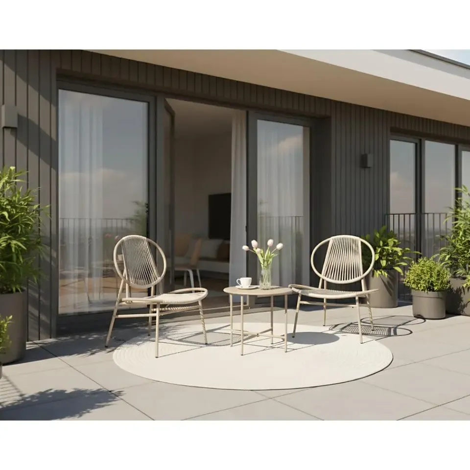 Leen Bakker OVARO - Bistroset - Beige - PE rotan New