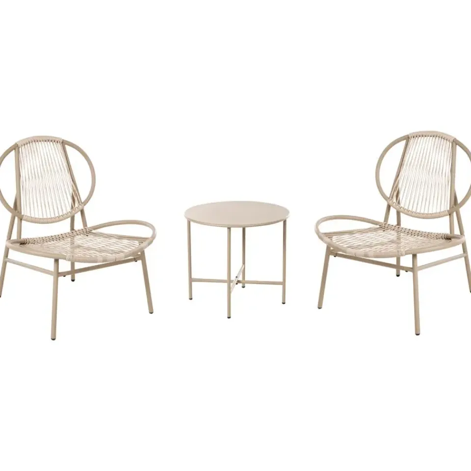 Leen Bakker OVARO - Bistroset - Beige - PE rotan New