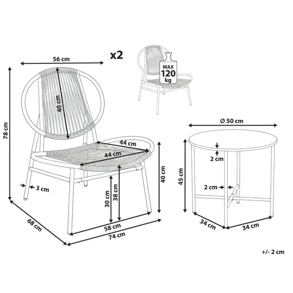Leen Bakker OVARO - Bistroset - Beige - PE rotan New