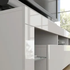 Homlando Panama TV-meubel 160 x 45 x 35 cm Glanzend witte fronten zonder verlichting Hot