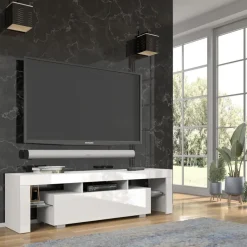 Homlando Panama TV-meubel 160 x 45 x 35 cm Glanzend witte fronten zonder verlichting Hot