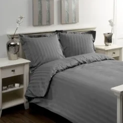 Papillon dekbedovertrek Satijn Streep - 200x200/220 cm - Grijs New