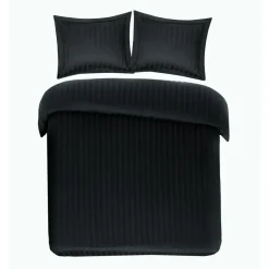 Papillon dekbedovertrek Satijn Streep - 200x200/220 cm - Zwart Online