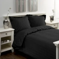 Papillon dekbedovertrek Satijn Streep - 200x200/220 cm - Zwart Online