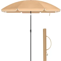 ACAZA Parasol 180 cm diameter, rond / achthoekige strandparasol kantelbaar - taupe New
