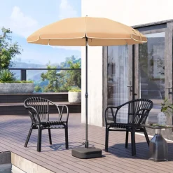 ACAZA Parasol 180 cm diameter, rond / achthoekige strandparasol kantelbaar - taupe New