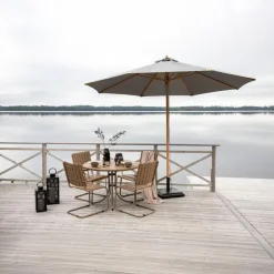 Fjôrd Parasol Grijs Stof - 330x330x258cm - Nypo Discount