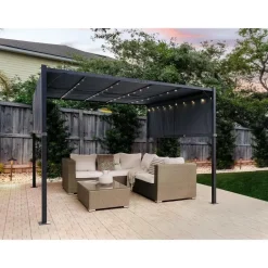 Beliani PARGA - Tuinpaviljoen - Zwart/Grijs - Polyester New