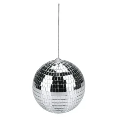 Merkloos Party Casa discobal kerstbal - zilver - D15 cm - kunststof -disco