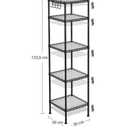 Parya Home - Badkamerrek 5 platen en haken zwart Clearance