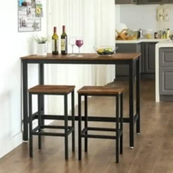 Parya Home - Bartafel Set - 120x60x90 - Donkerbruin Outlet