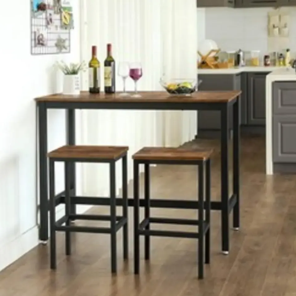 Parya Home - Bartafel Set - 120x60x90 - Donkerbruin Outlet