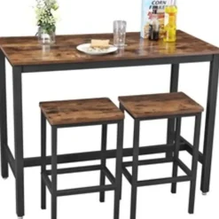 Parya Home - Bartafel Set - 120x60x90 - Donkerbruin Outlet